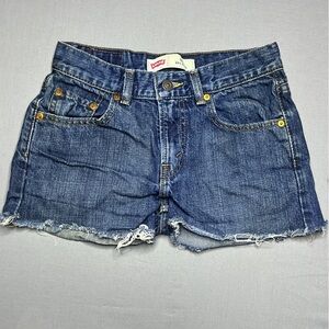Levi's Distressed Dark Blue Denim Cutoff Shorts Size 12